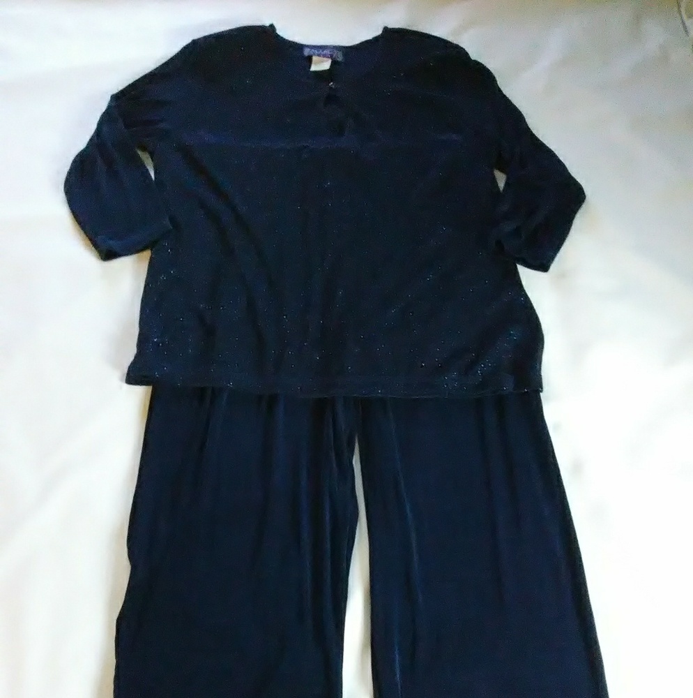Marcy Allan navy Sparkly pants & top set 2X